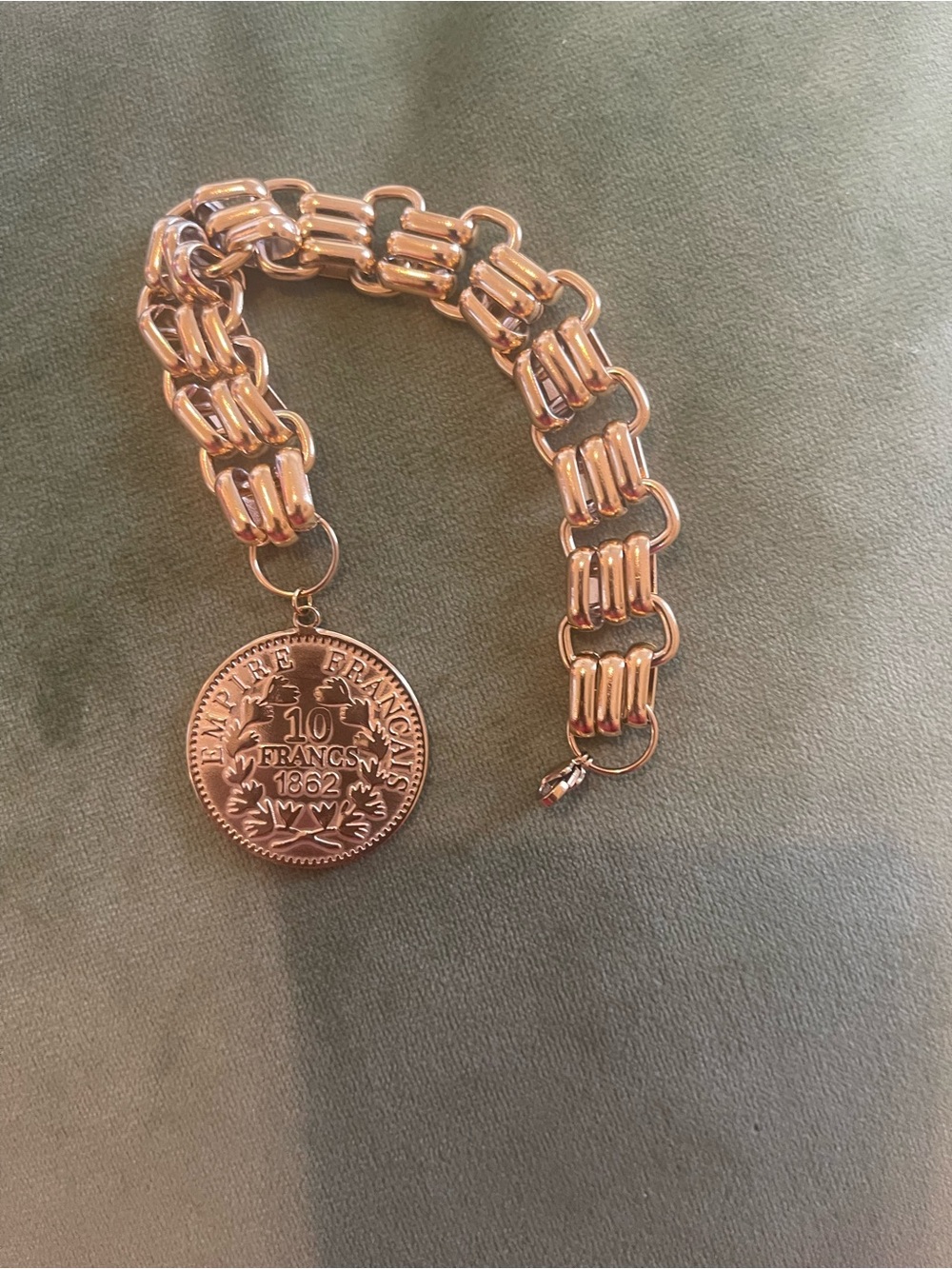 Gold-Tone Coin Pendant Chain Bracelet - Women's Jewelry